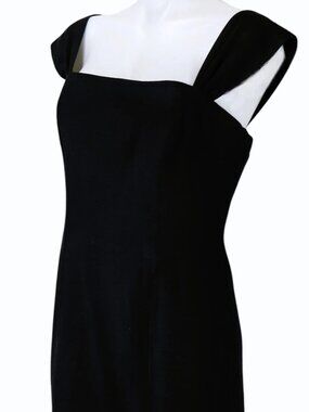 Vintage 90s En Francais Huey Waltzer Black Cocktail Sheath Dress 12 USA